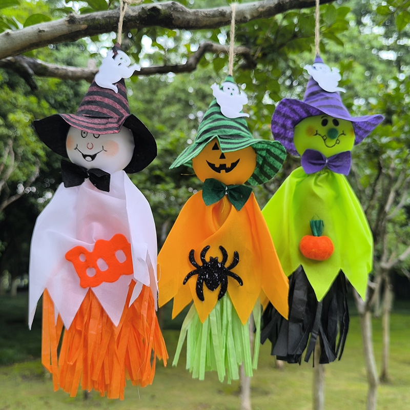 Halloween Decorations Ghost Cute Paper Grass Pendant Ghost Festival Pumpkin Ghost Decoration Props Cross-border Hot Sale