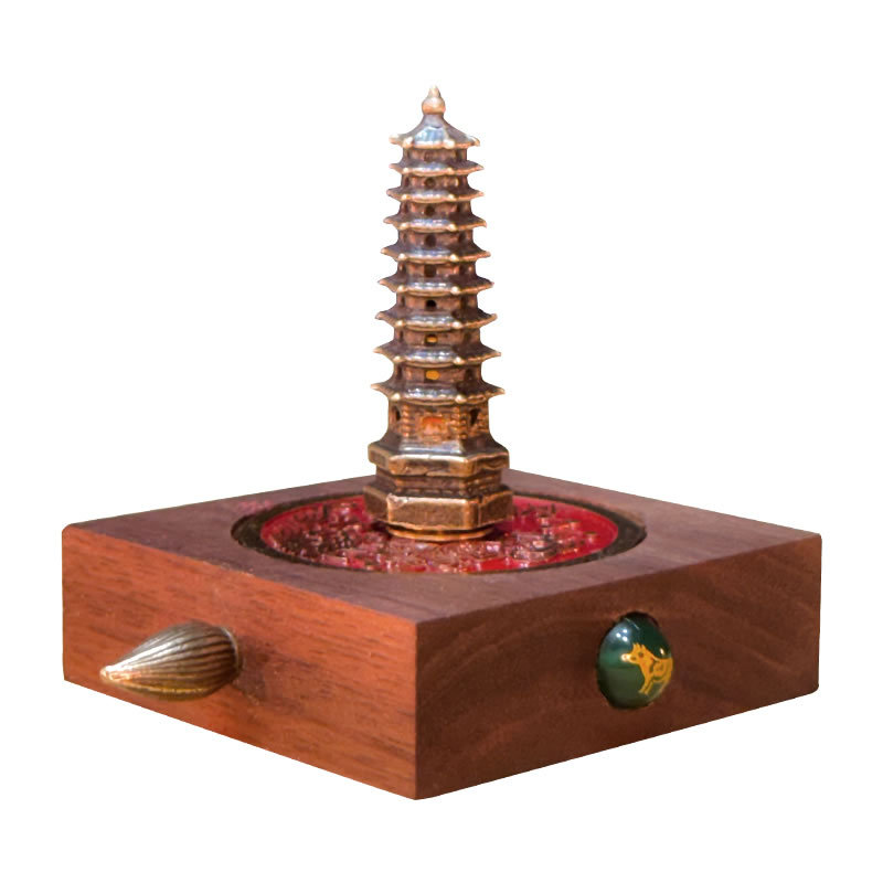 Copper 9-Layer 7-Layer Rotatable Wenchang Tower Ornament Wenchang Pen Three-In-One Cinnabar Engraving Student Study Room High School Entrance Examination Gift