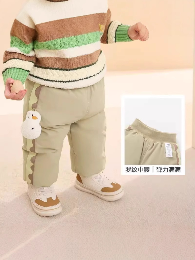 Brand children's down pants boys baby winter pants girls children 2024 new baby warm pants thick