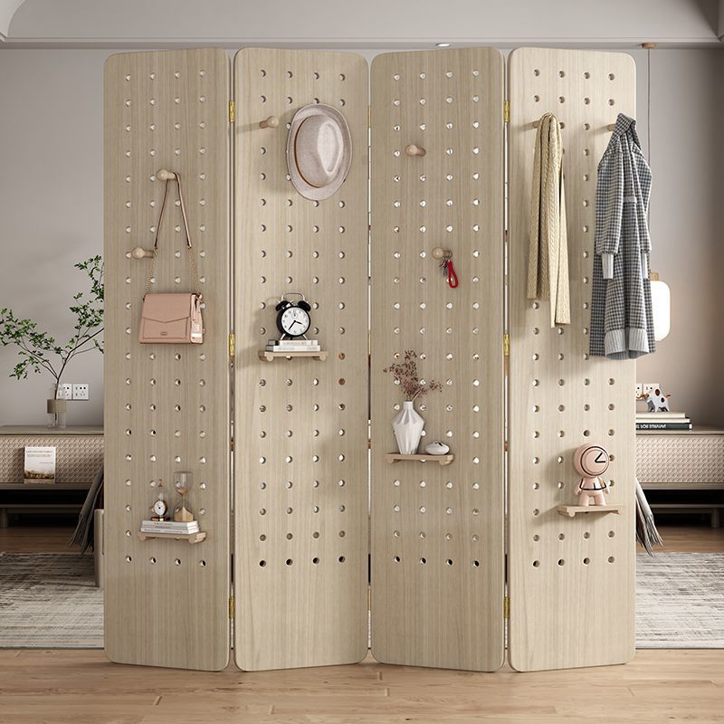 Living Room Entrance Solid Wood Screen Foldable Partition Hole Board Yoga Storage Rack Simple Vertical Folding Screen Free Shipping