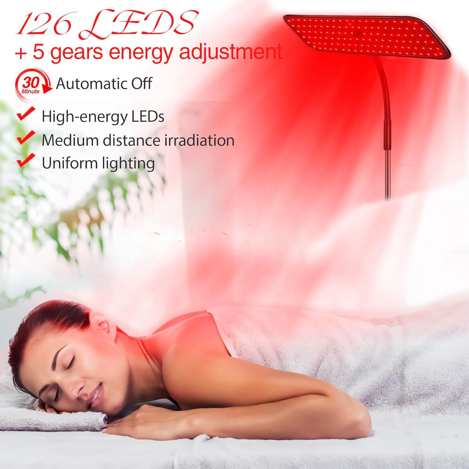 Red Light Physiotherapy Lamp Beauty Infrared Lamp Telescopic Intelligent Beauty Telescopic Floor Lamp Home 850Nm660Nm