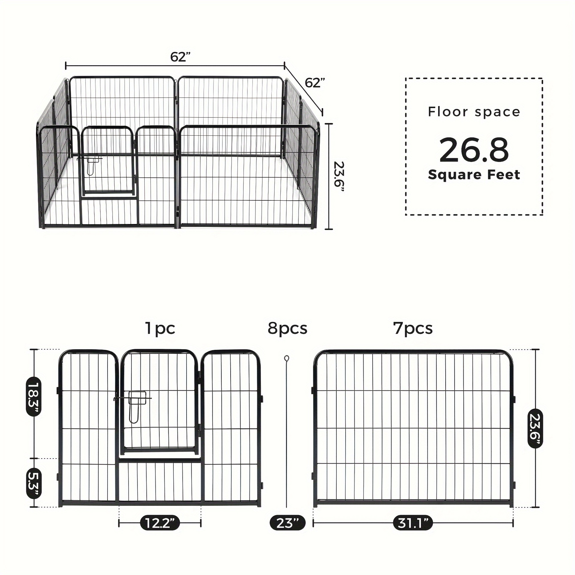 New Cross-Border Pet Fence with Lockable Doors, Suitable for Large, Medium and Small Dogs