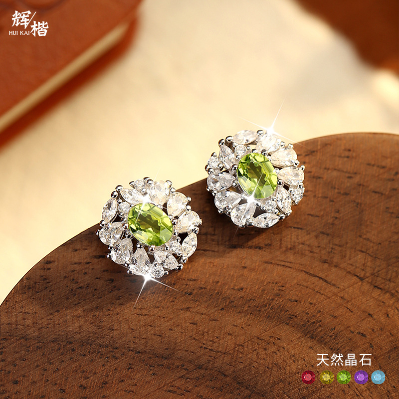 Серьги для женщин, элегантные с бриллиантами, модный дизайн, аксессуары из натурального кристаллического камня, цветы, серьги из стерлингового серебра S925