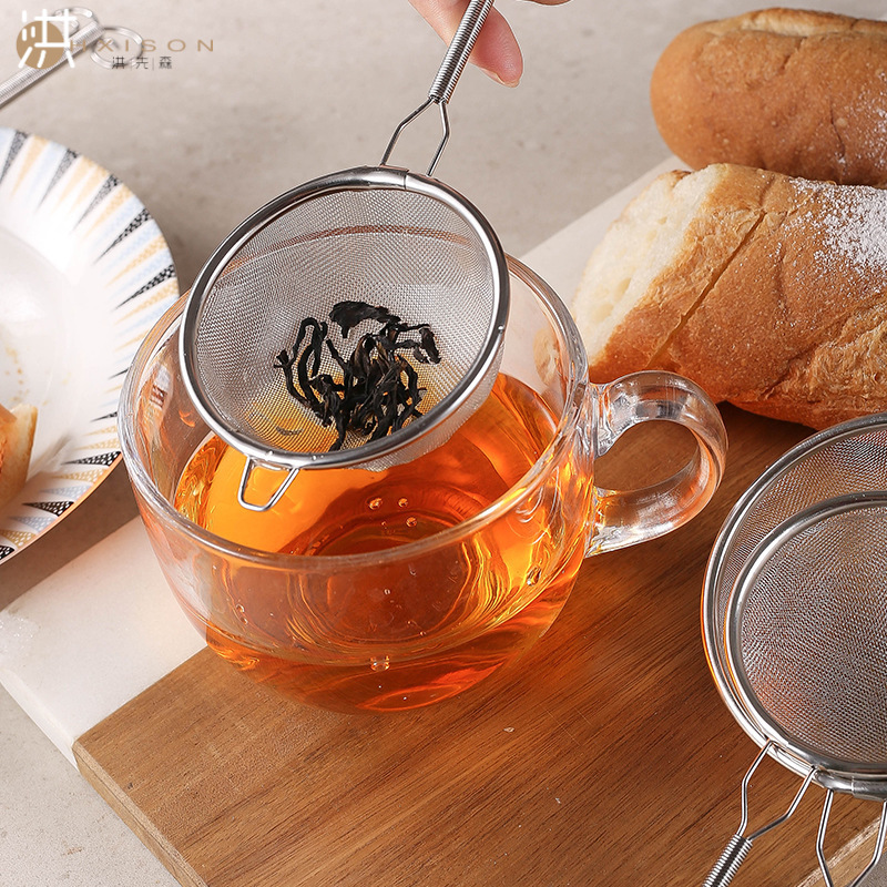 304 Stainless Steel Flour Sieve for Fishing Hedge Household Residue Filter Mesh Leakage Creative Matcha Flour Sieve Noodles