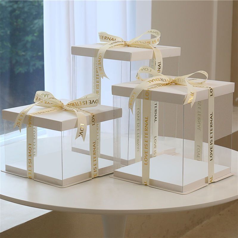 [27000 repeat customers] full transparent snack gift birthday cake packaging empty box Lego blocks dust-proof