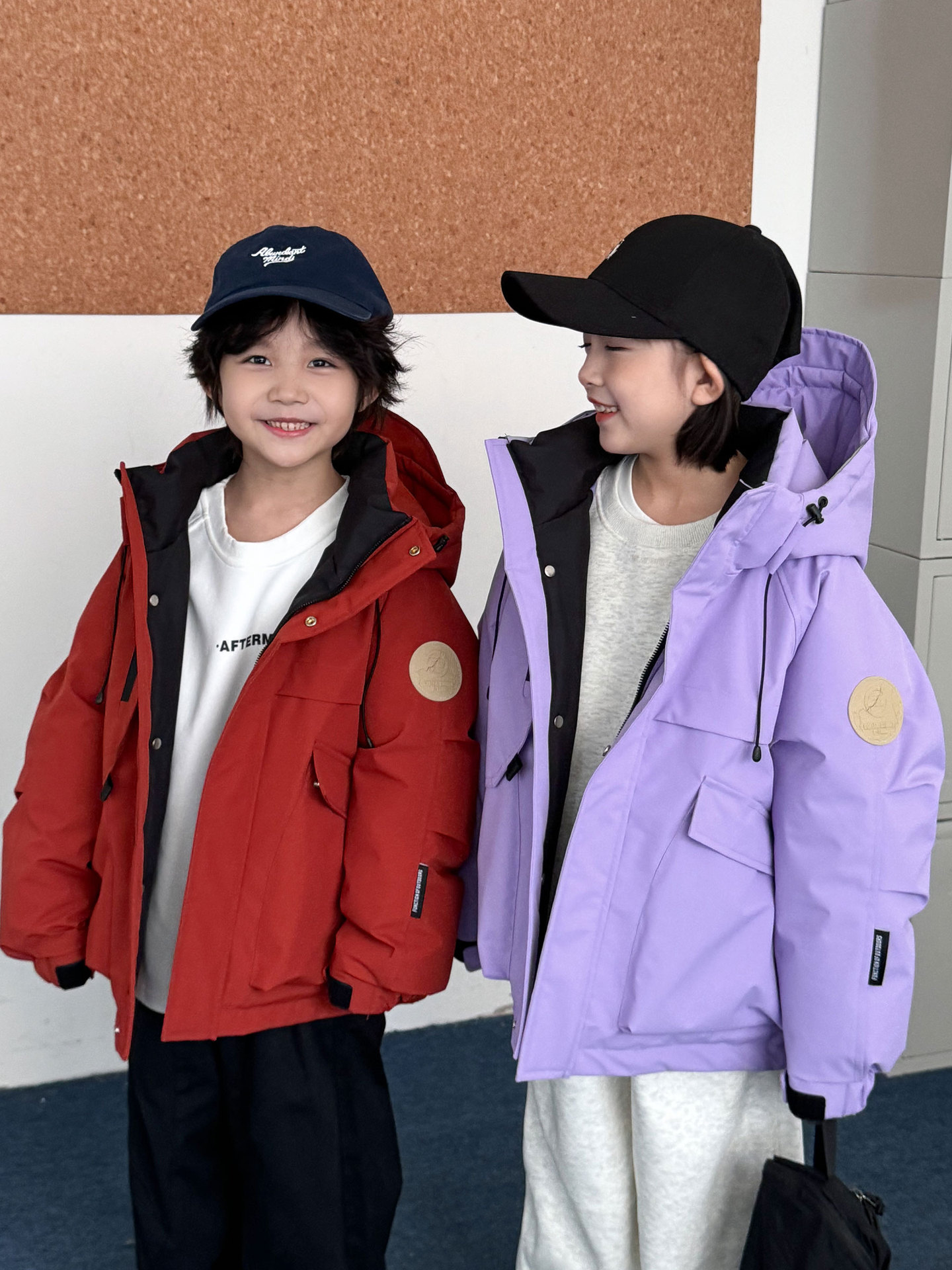 Children's Work Down Jacket Korean Style New Boys' and Girls' Middle and Big Children's Winter White Duck Down Hooded Warm Jacket Fashionable