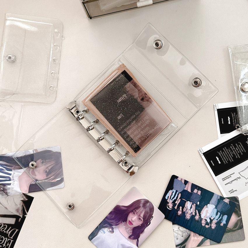 PVC Transparent M5 Tri-Fold Loose-leaf Hand Account Book Ins Portable Student Diary Notebook Sub-shell Storage Bag Card Cover