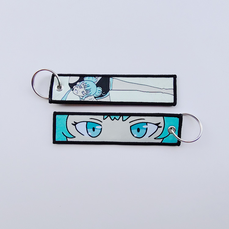 Manufacturer Customized Double-Sided Woven Label English Overlock Keychain Pendant Pattern Embroider Cultural and Creative Gift Ornaments Customized