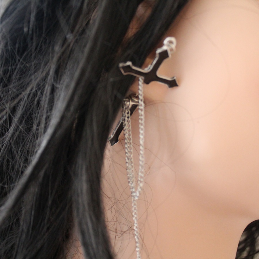 Персонализированные серьги с черным крестом в стиле панк, универсальные серьги