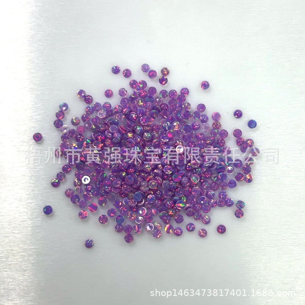 OP05 Blue OP06 OP38 Purple Opal Round Denier Flat Base Plain Face Opal Bare Stone Synthetic Opal Stone