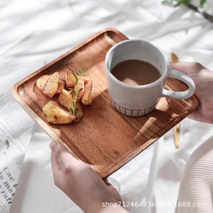 Modern Simple Household Wooden Tray Cake Shop Dim Sum Wooden Display Tray Source Wholesale Acacia Wooden Tray