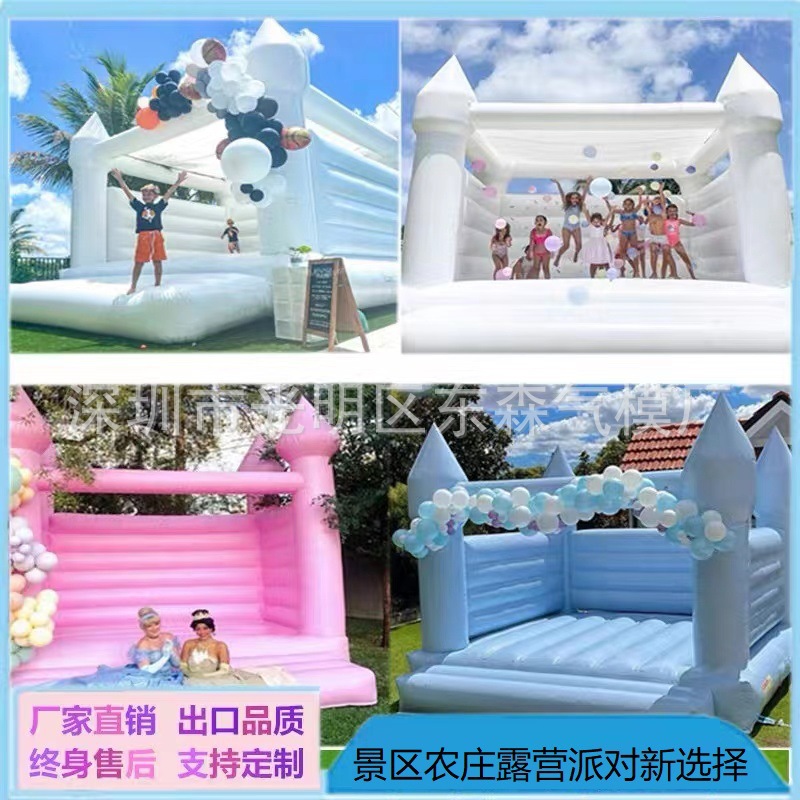Outdoor white wedding trampoline European proposal birthday party trampoline inflatable model factory export European and American inflatable castle