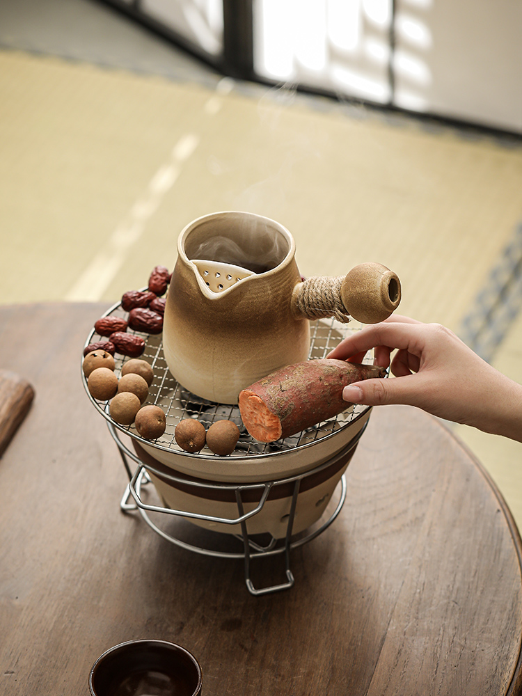 Roasted Milk Tea Pottery Pot Around the Stove to Make Tea and Boiler Can Open Flame Dry-Fired Teapot High-Temperature Side Handle Pot Manufacturer