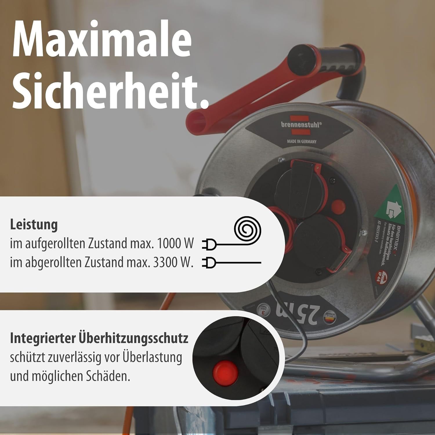Brennenstuhl Garant S V2 Ip44 Cable Drum 25m Outdoor (Made