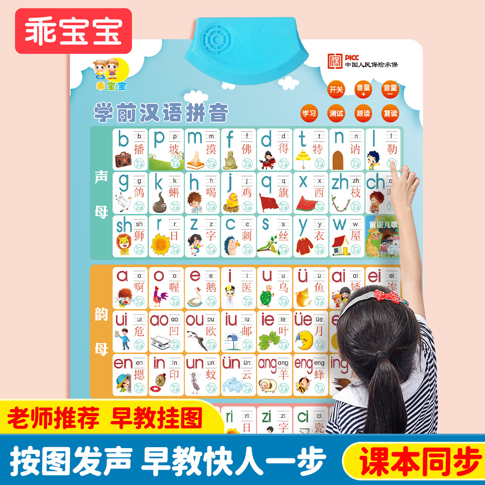 Игрушки для раннего обучения детей, аудиоплакат из покрытой бумаги для детского сада, изучение пиньинь, грамотность и чтение