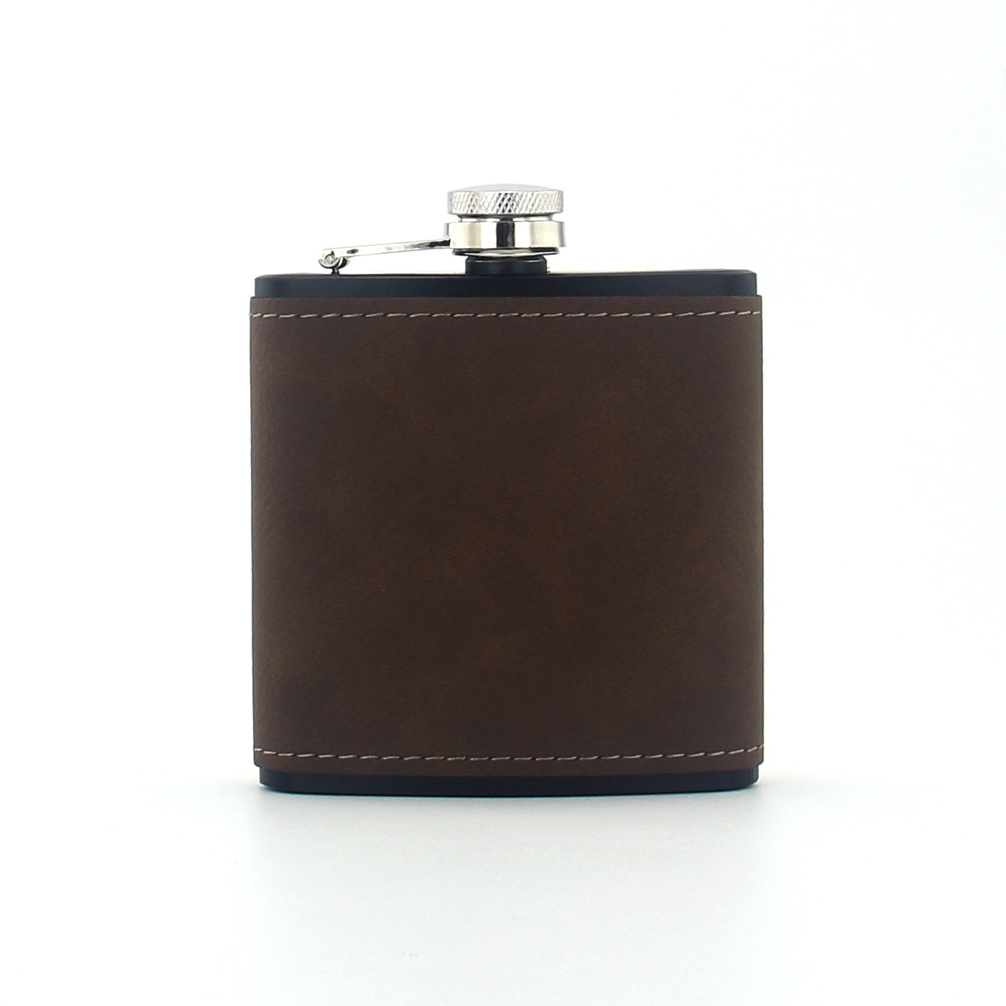 Factory supply stainless steel hip flask laser engraved leather 6 oz portable outdoor small hip flask gift box