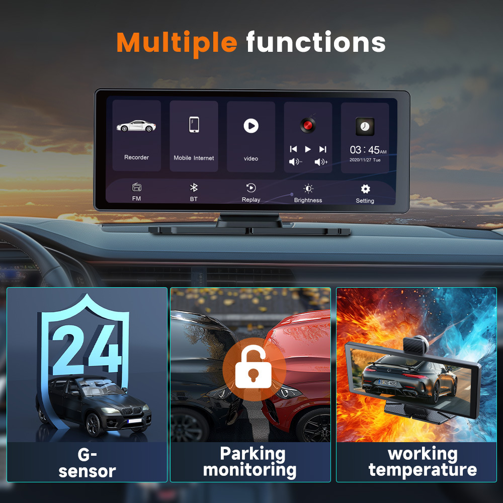 8.1inch Ips Portable Display Wireless Carplay Android Auto Rearview Mirror Link Hd Display