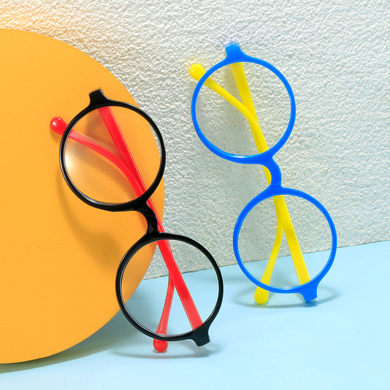 New Fashionable Kidsren's Glasses Frame Flat Mirror Boys and Girls Cute Round Korean Style Baby Decorative Photo Glasses