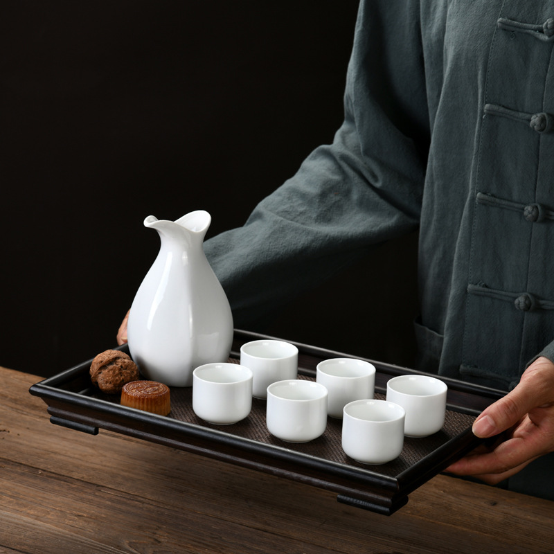 Керамический набор для белого вина, винный чайник, разделитель для алкоголя, высокие бокалы из белого фарфора, набор с логотипом