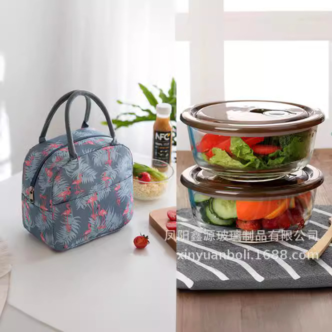 High-Looking Round Negative Pressure Fresh-Keeping Bowl Gift Set Push Gift Printing Opening Gift Glass Bowl Wholesale