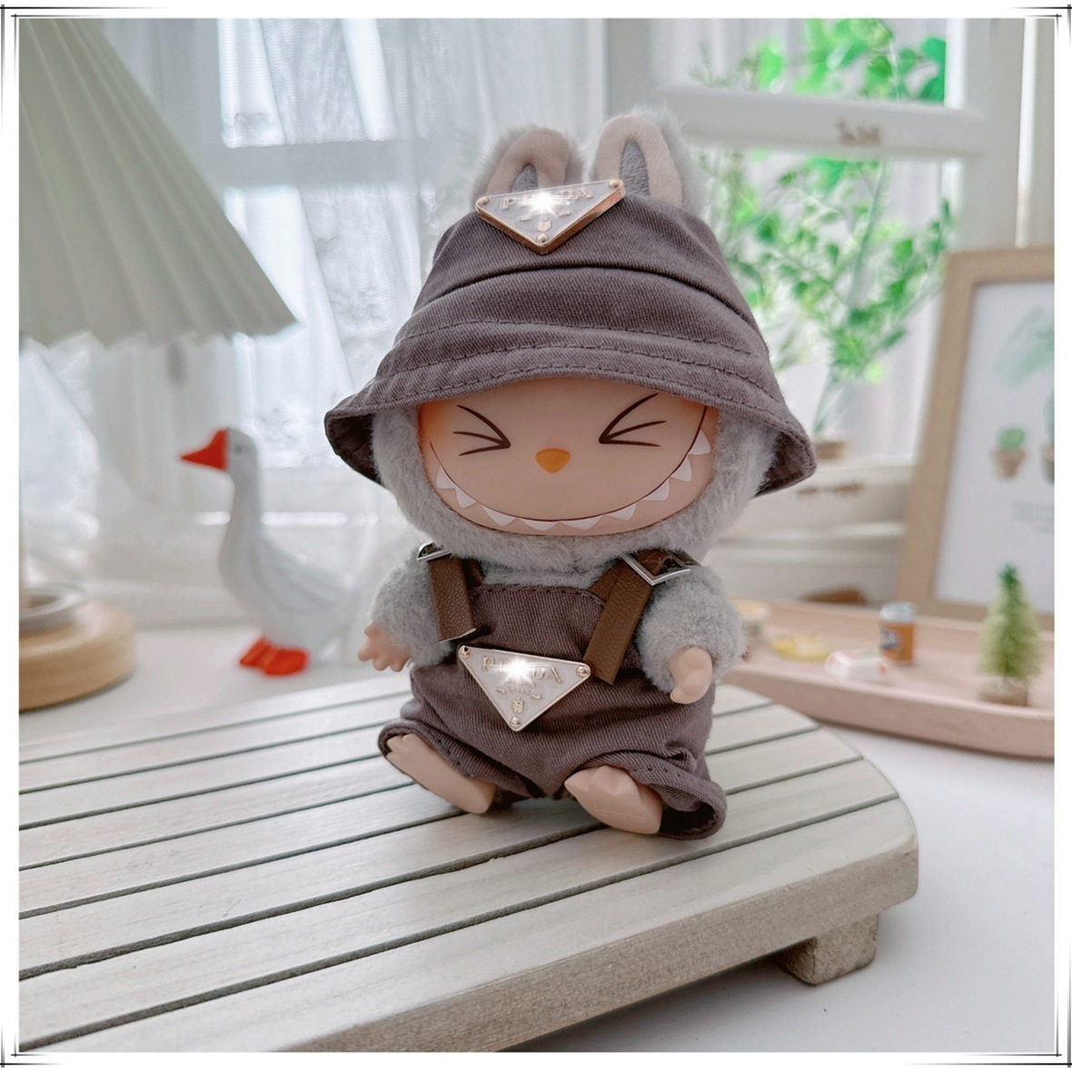 First and Second Generation Labubu Baby Clothes 17cm Labubu Sitting Party Labubu Clothes Accessories Inverted Triangle Overalls