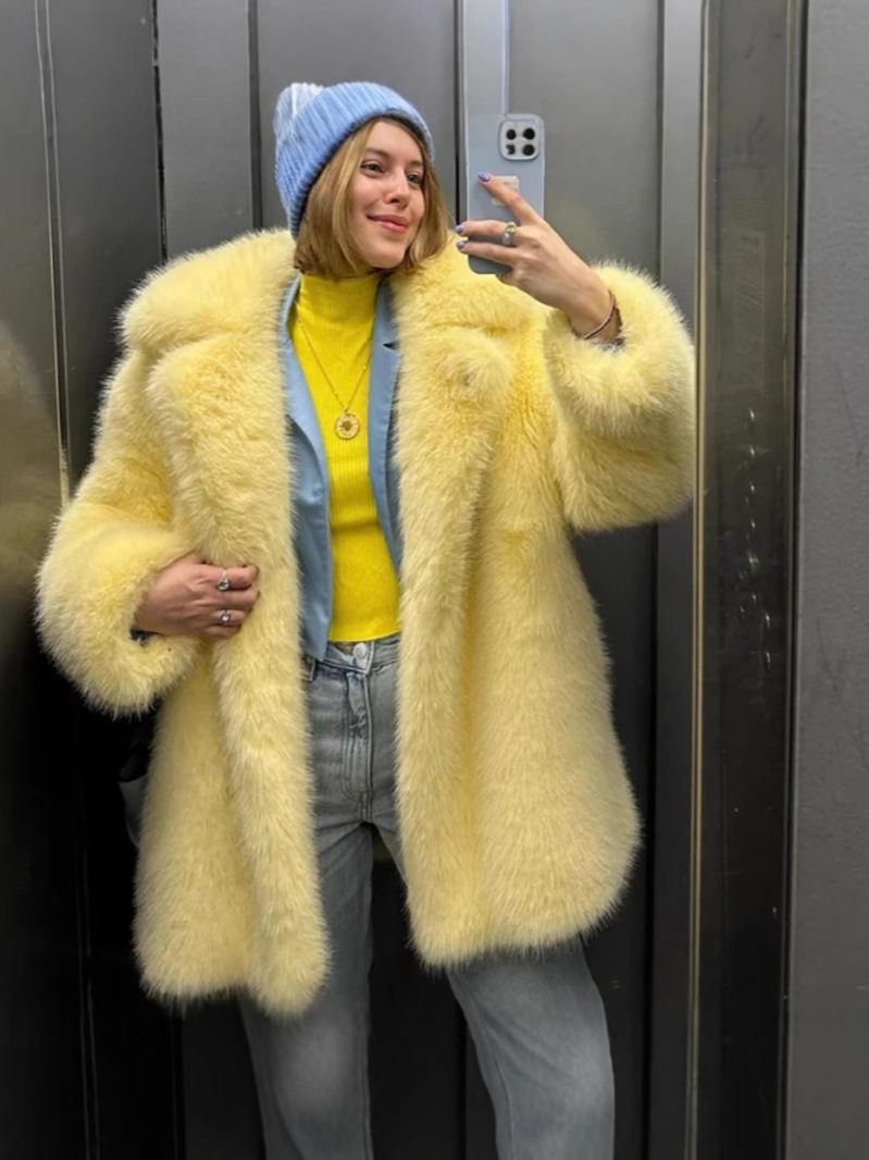 New Cross-Border Fur Outwear for Women in Autumn and Winter Warm Suit Collar Imitation Fur Outwear Mid-Length Fox Fur Outwear