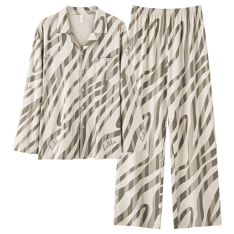 [broken code welfare] spring and autumn cotton pull rack cotton lovers pajamas women's long sleeve men's home clothes