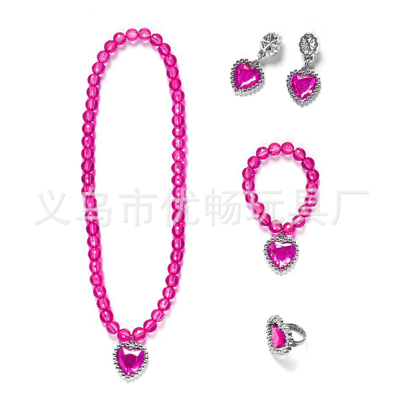 Children's Frozen Necklace Bracelet Earrings Love Crown Magic Wand Decoration Set Ice and Snow Princess Dress Accessories