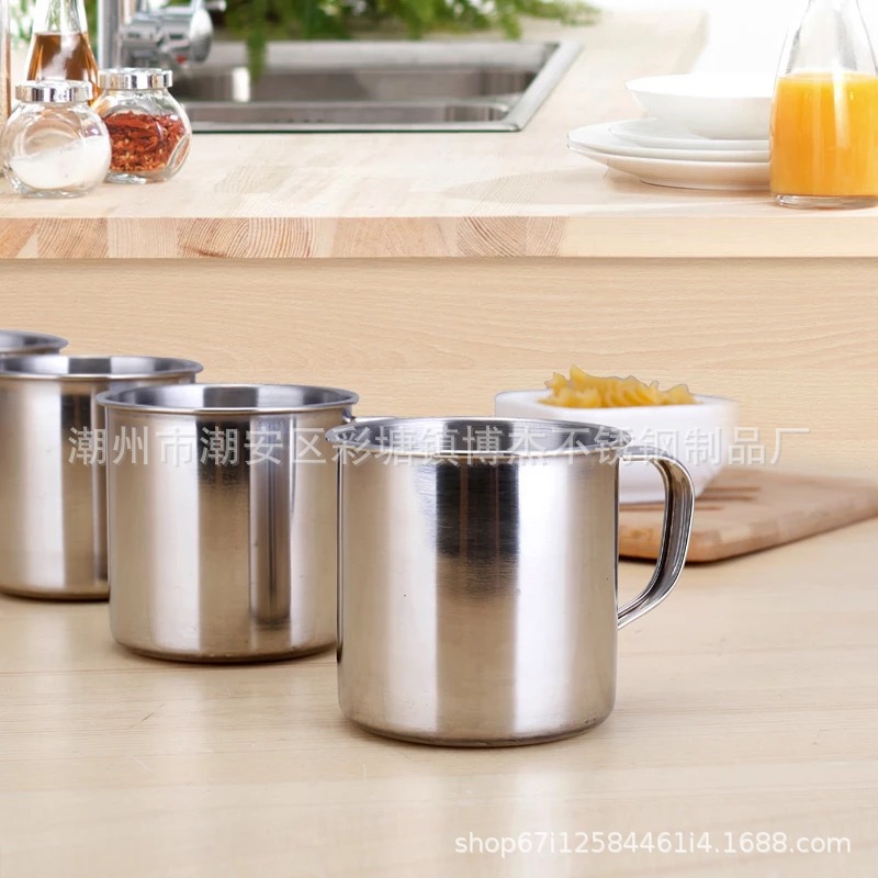 Factory direct 7cm stainless steel cup with handle Cup without lid small tea jar kindergarten with two yuan Shop Wholesale