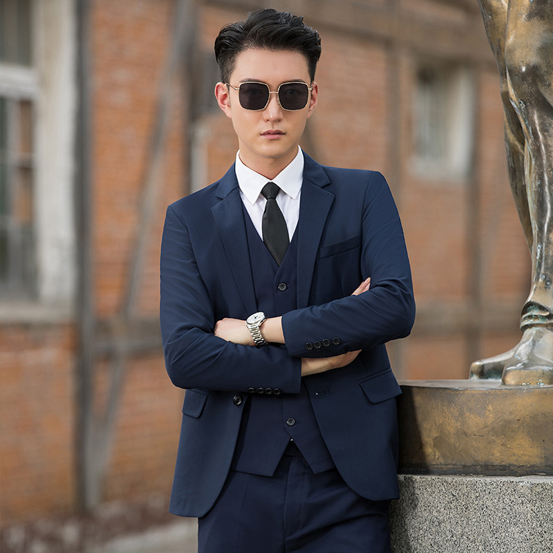 2025 New Men's Suit Three-Piece Korean Style Casual Suit Jacket Men's Groomsmen Vest Trousers Suit Suit Men