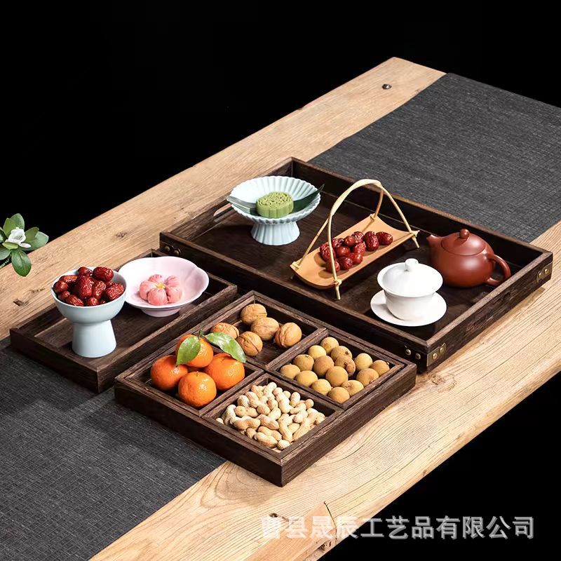 Поднос из массива дерева для приготовления чая у плиты набор из семи предметов из дерева павловнии ретро цвет чайного набора упаковочный поднос для чайной церемонии