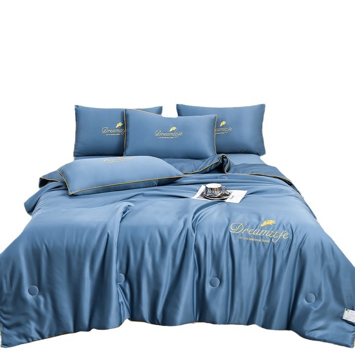 Explosions Washed Silk Summer Quills Ice Silk Summer Quills Light Luxury Summer Quills Air-conditioning Quills Feather Summer Quills Embroidered Summer Quills Four-piece Set