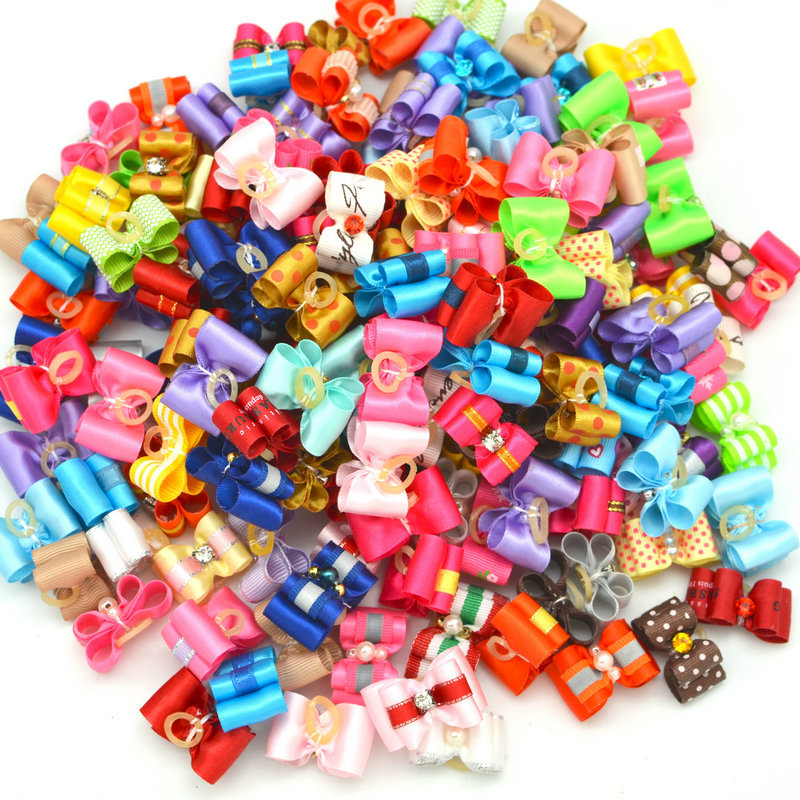 Bow Pearl Pet Rubber Band Hair Accessory Teddy Bichon Dog Cat Fashion Pet Head Flower Ready Stock