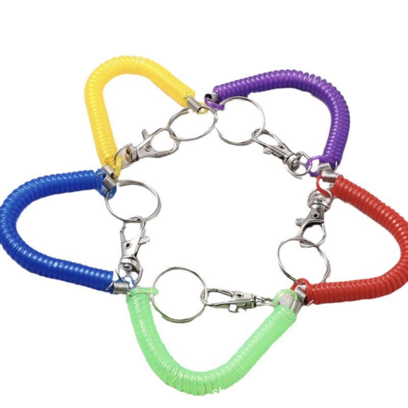 Spring Rope Keychain Transparent Colorful Screw Type Retractable Spring Key Chain Mobile Phone Anti-Lost Lanyard