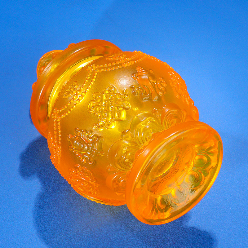 Coloured Glazed Eight Auspicious Manicure Bottle for Bottle Tantric Artifacts for the God of Wealth Xizang Ornaments