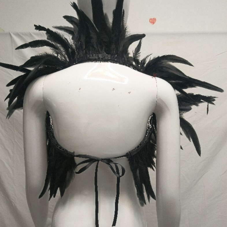 Cross Border Halloween Gothic Style Feather Flower Long Shawl Stage Show Masquerade Halloween Costume Matching