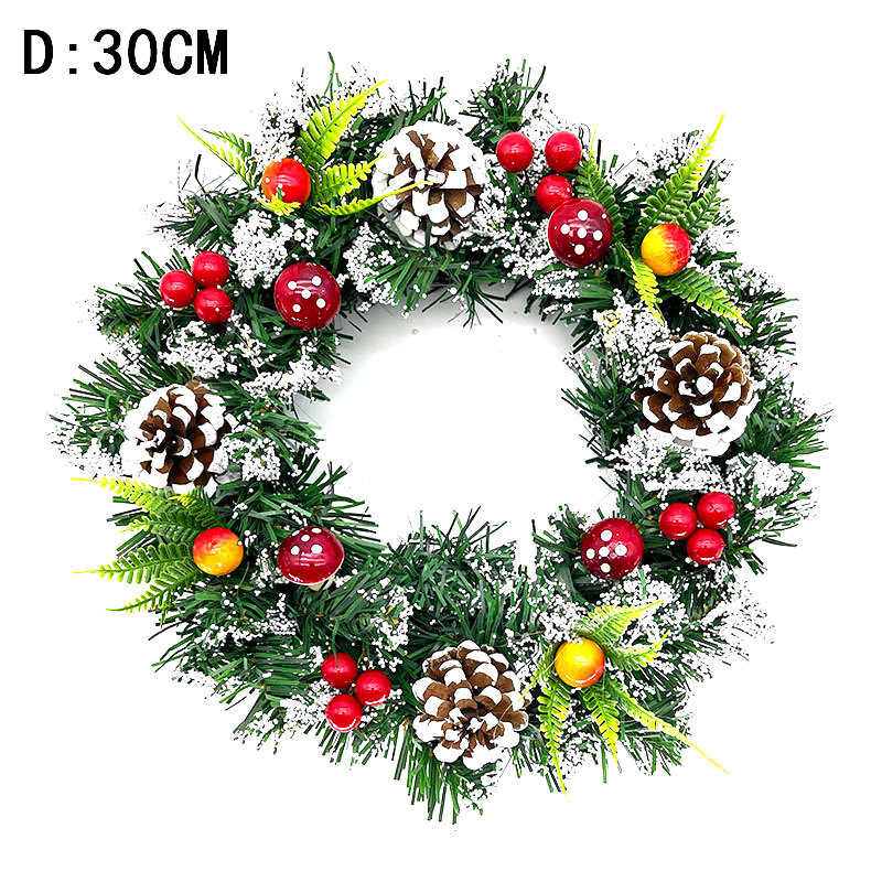 Christmas wreath holiday wreath handmade Christmas tree decoration simulation mushroom red fruit wreath hotel mall decoration