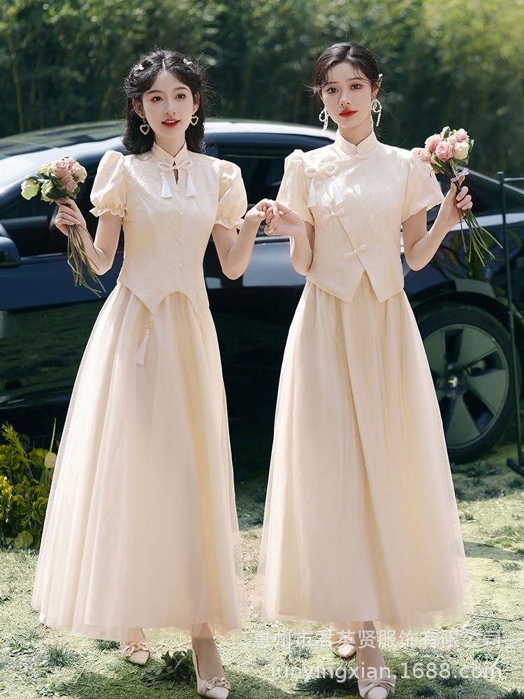 Новое платье подружки невесты 2025 года, летний стиль, небольшой высококачественный наряд для сестер