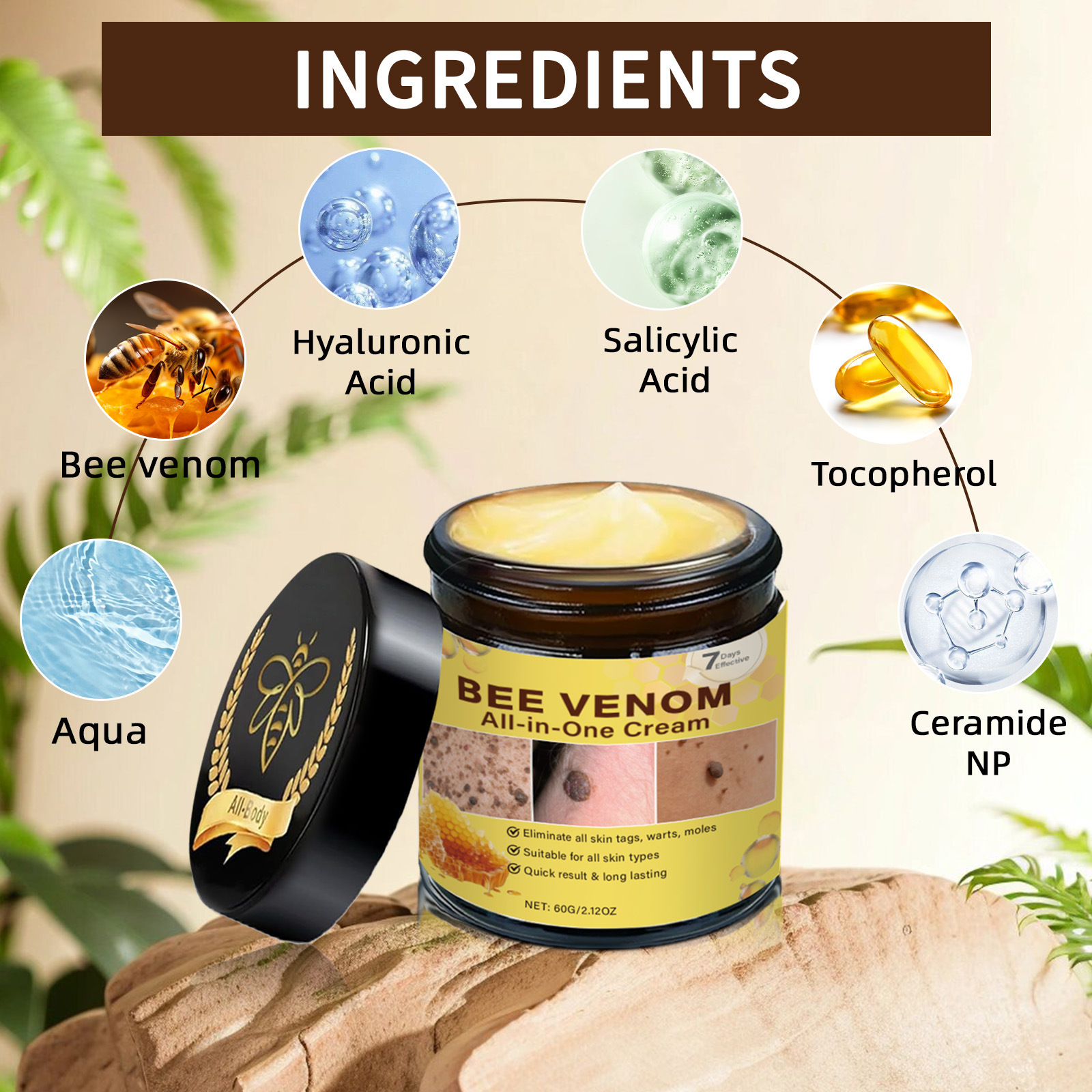 Cross-Border Bee Venom Skin Care Cream Body Skin Cleansing Keyou Smoothing Skin Bee Venom Care Cream