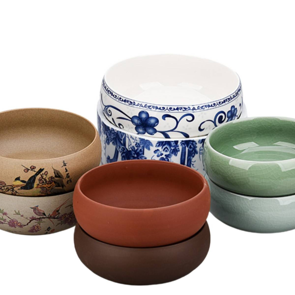 Extra Large Flower Pot Ceramic Large Flower Pot Narcissus Pot Water Lily Bowl Lotus Non-Porous Water Culture Hydroponic Succulent Container Vessel