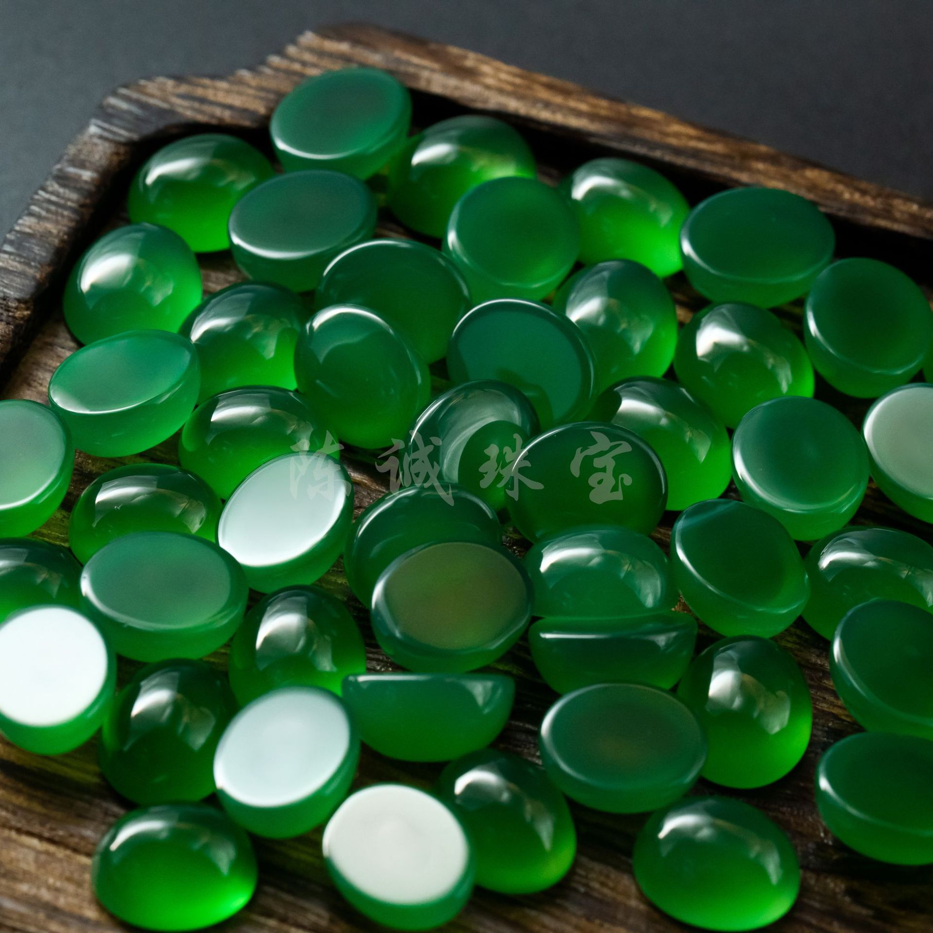 Natural Red Agate Green Agate Egg Oval Ring DIY Jewelry Accessories Inlaid Chalcedony Agate Loose Beads Wholesale