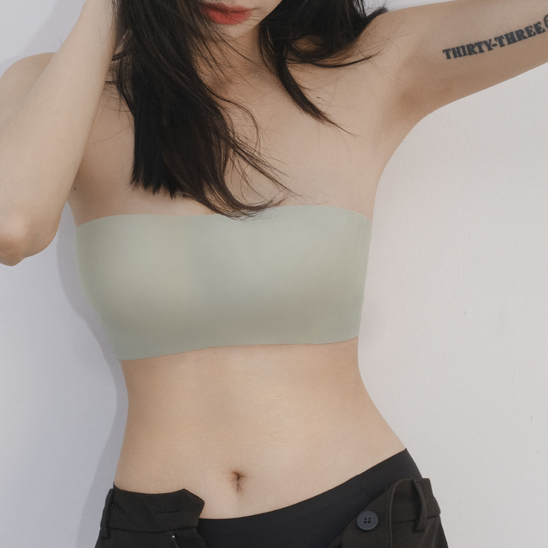 Cross-border Strapless Intimates for Women Summer Thin Non-slip Seamless Invisible Tube Top Breast Reduction Jelly Strip Wrap Bra