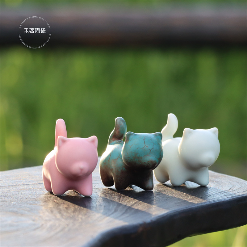 Creative ceramic decoration small decoration home cute decoration Japanese cat Tang suit human-shaped vase home
