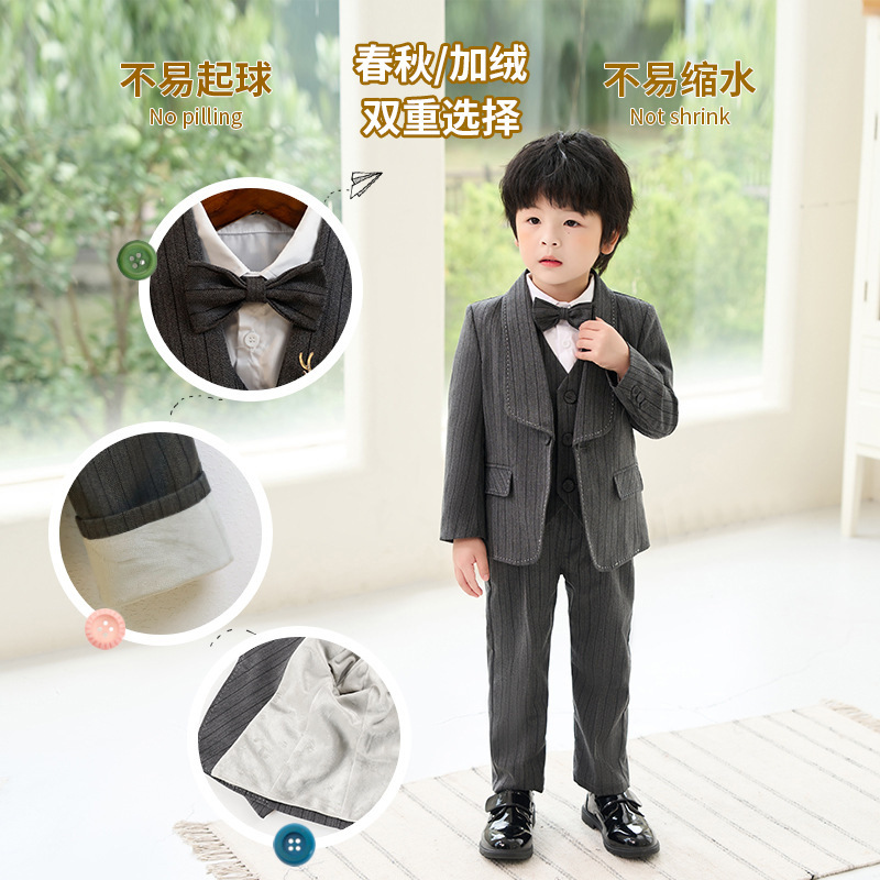 Children's suit autumn British flower girl wedding dress children's class activity performance clothes boy's one-year-old photography clothes