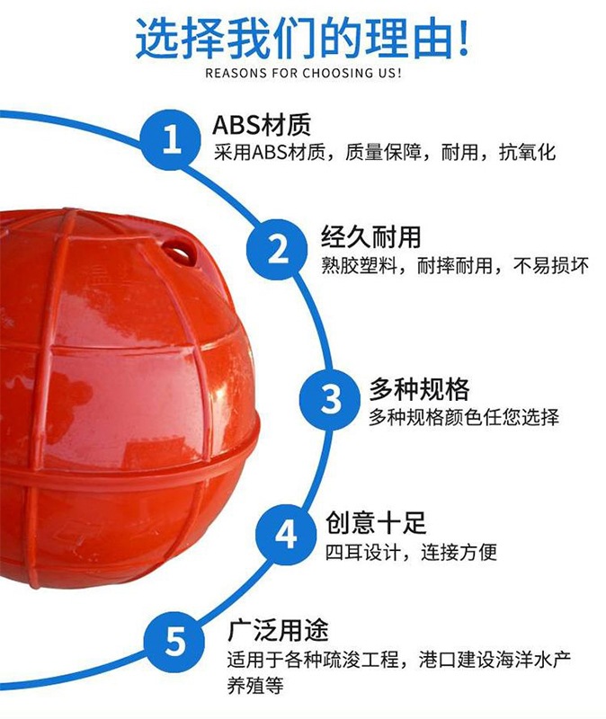 Abs Plastic Hollow Floating Ball Seawater Aquaculture Channel Small Buoyancy Fish Net Binaural Large Round Buoy