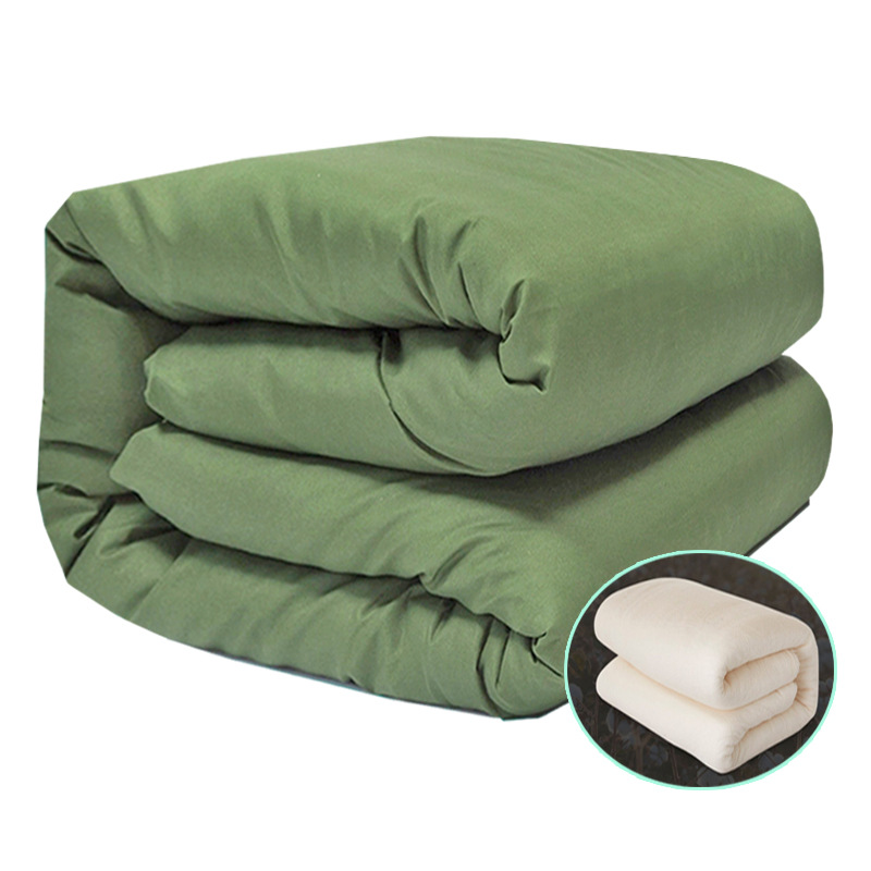 Factory wholesale military green cotton bedding quilt student military training dormitory labor protection quilt cotton quilt mattress set