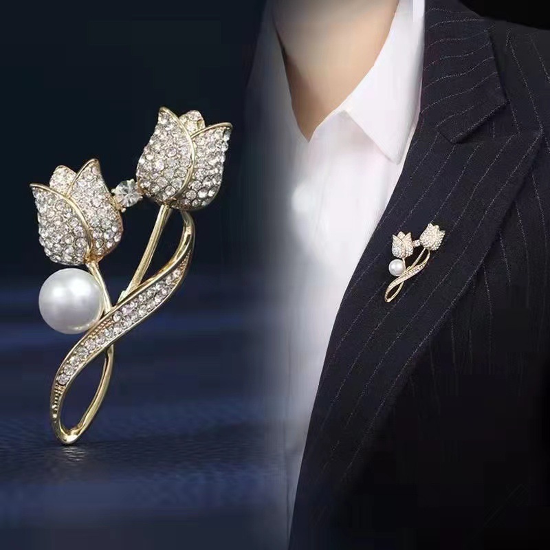 Brooch Rose Stem High-end Luxury All-match Corsage Coat Decoration Accessories