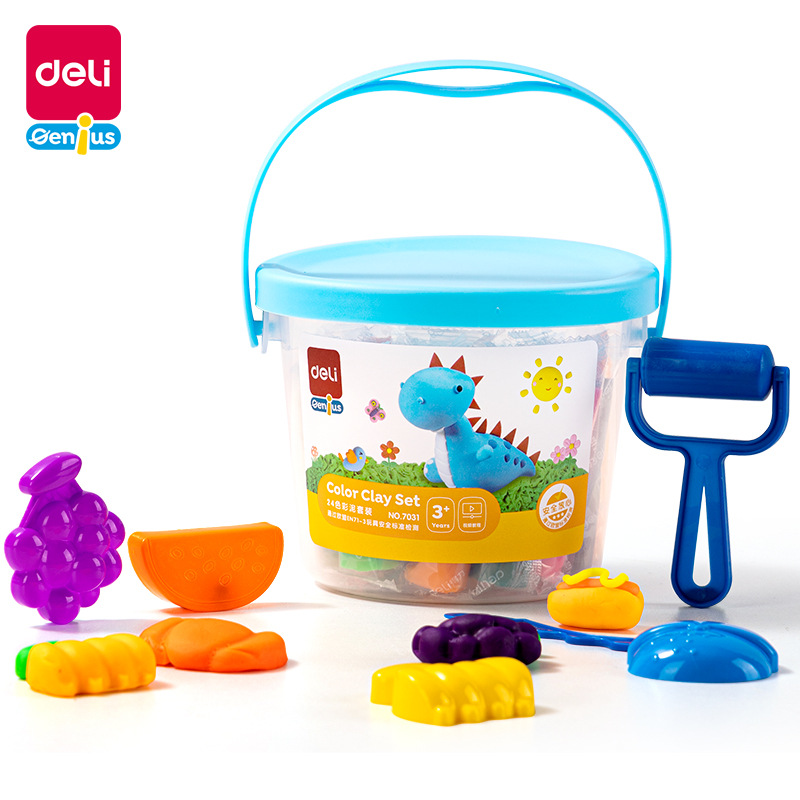 Deli 7031 Color Mud 24 Color Color Plasticine Color Mud Set Toy 24 Color Cartoon Color Mud