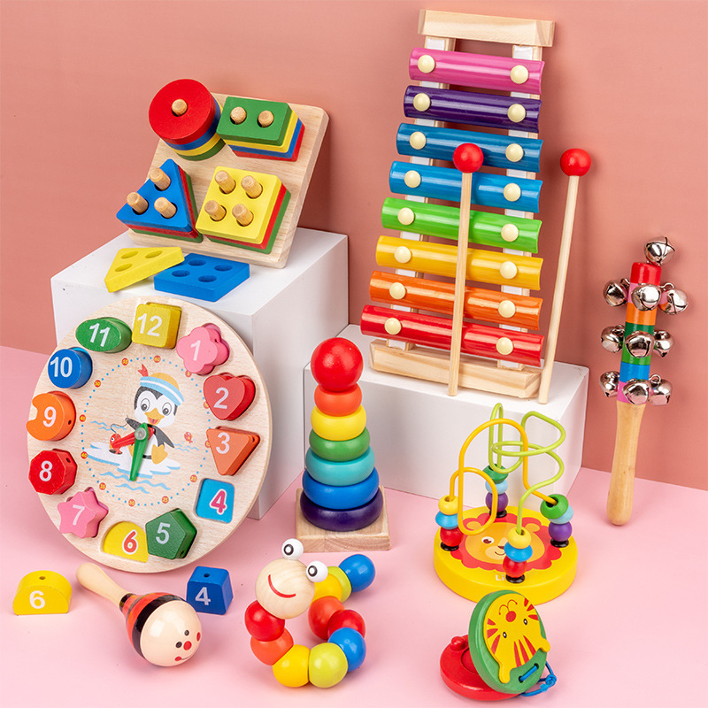 Early Education Benefit Intelligence Building Blocks Infant Children's Wooden Toys Wound Beads Xylophone Preschool Education Musical Instruments Children's Children's Day Gift