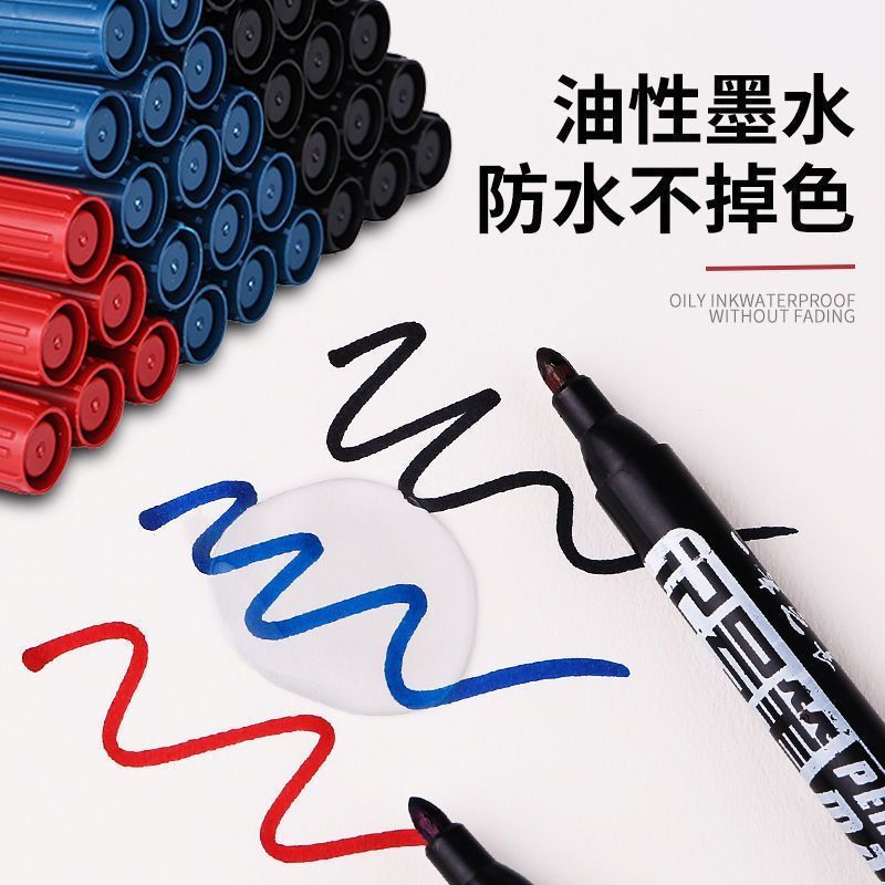 Manufacturer Wholesale Oil-Based Marker Black Waterproof Large-Head Pen Quick-Drying Marker Pen Thick Pen Express Special Hook Pen
